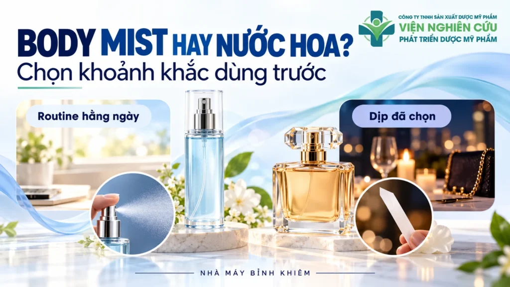 Minh họa: body mist hay nước hoa — Nhà máy Bỉnh Khiêm