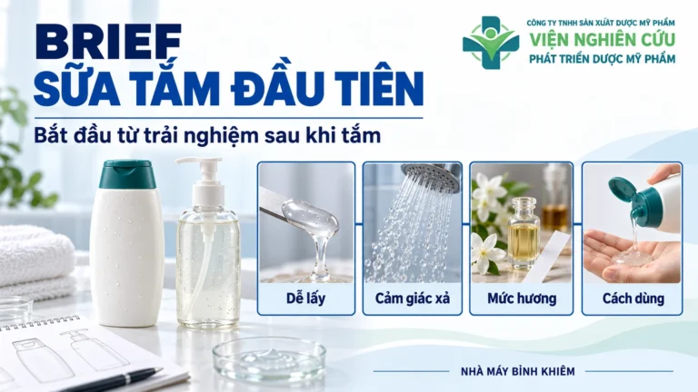 Minh họa: gia công sữa tắm cho thương hiệu mới — Nhà máy Bỉnh Khiêm