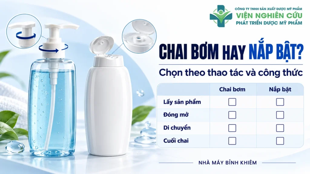 Minh họa: chai bơm hay chai nắp bật — Nhà máy Bỉnh Khiêm