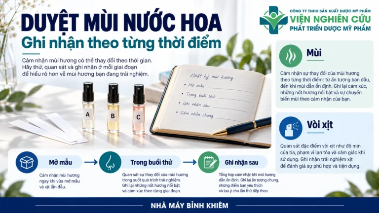 Minh họa: duyệt mùi nước hoa gia công — Nhà máy Bỉnh Khiêm